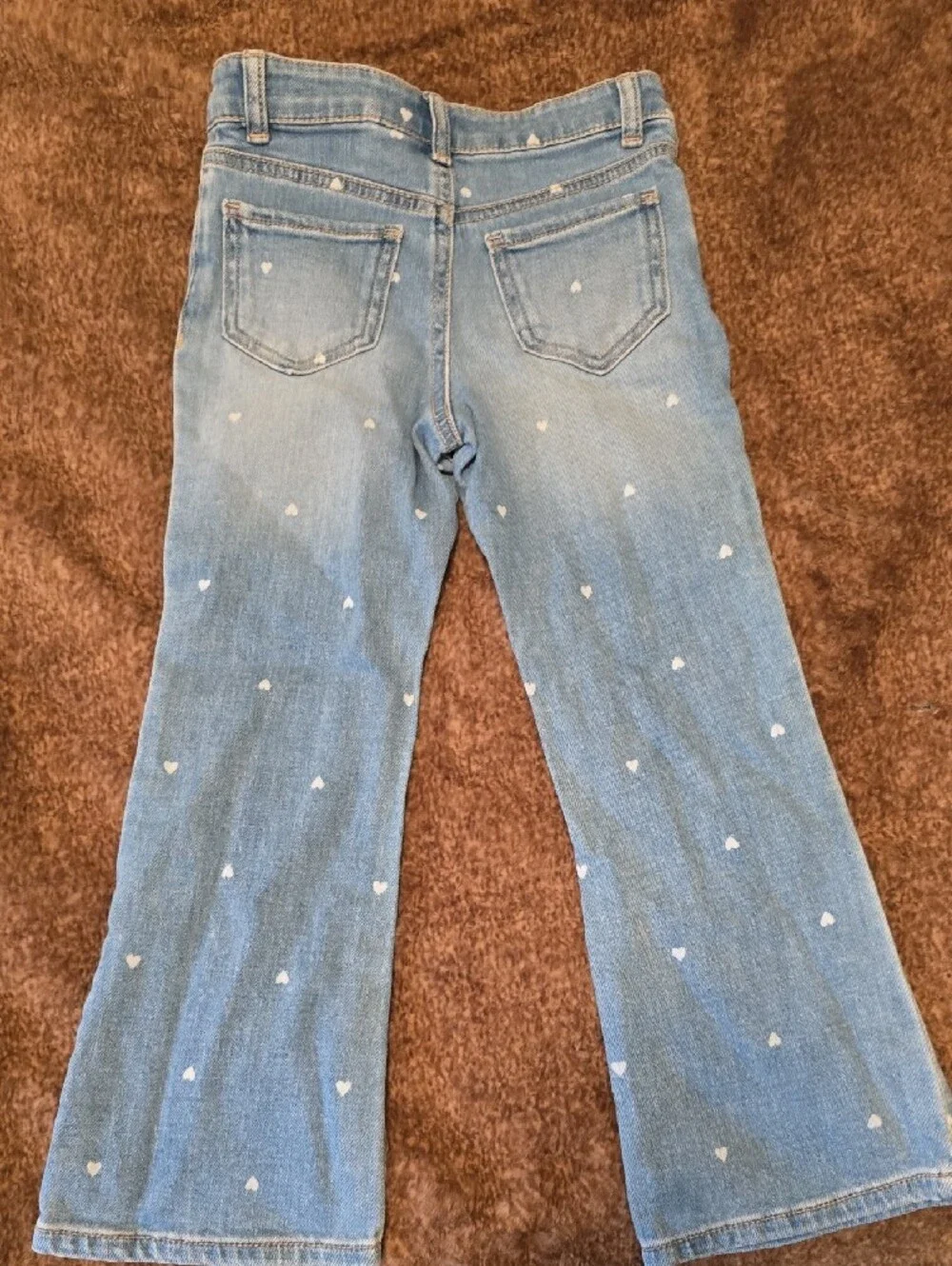 OshKosh B'gosh Light Blue Heart-Print Flare Jeans Girls 6/6X Cute Fun